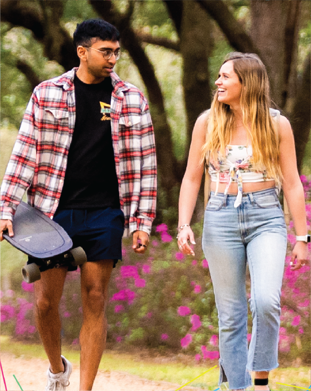 Student walking on campus